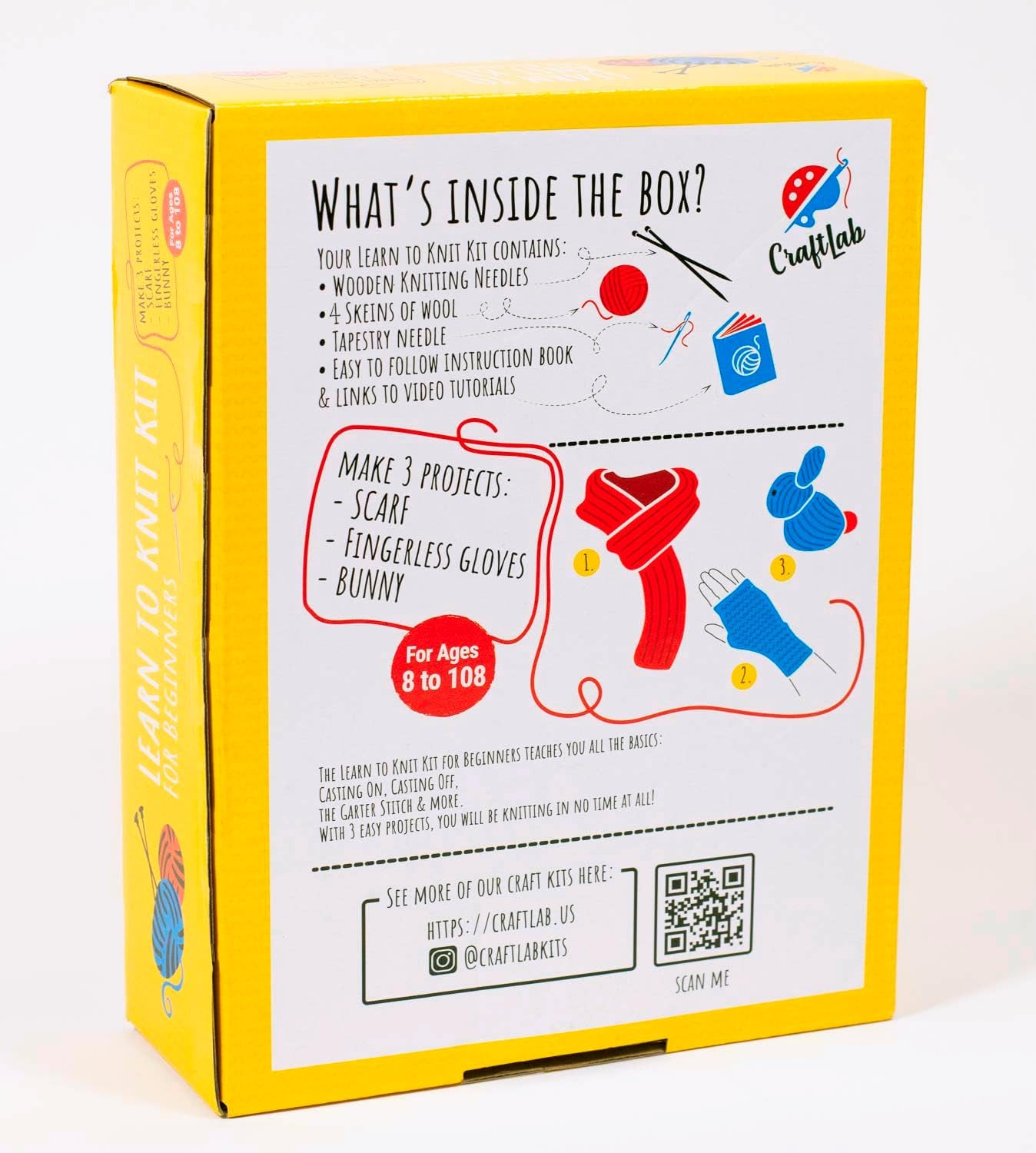 Knitting Kit for Beginners, Kids Adults Seniors Includes All Knitting Supplies: Wool Yarn, Knitting Needles, Yarn Needle and Instructions – Fantastic DIY Gift Learn to Knit Arts & Crafts Kit