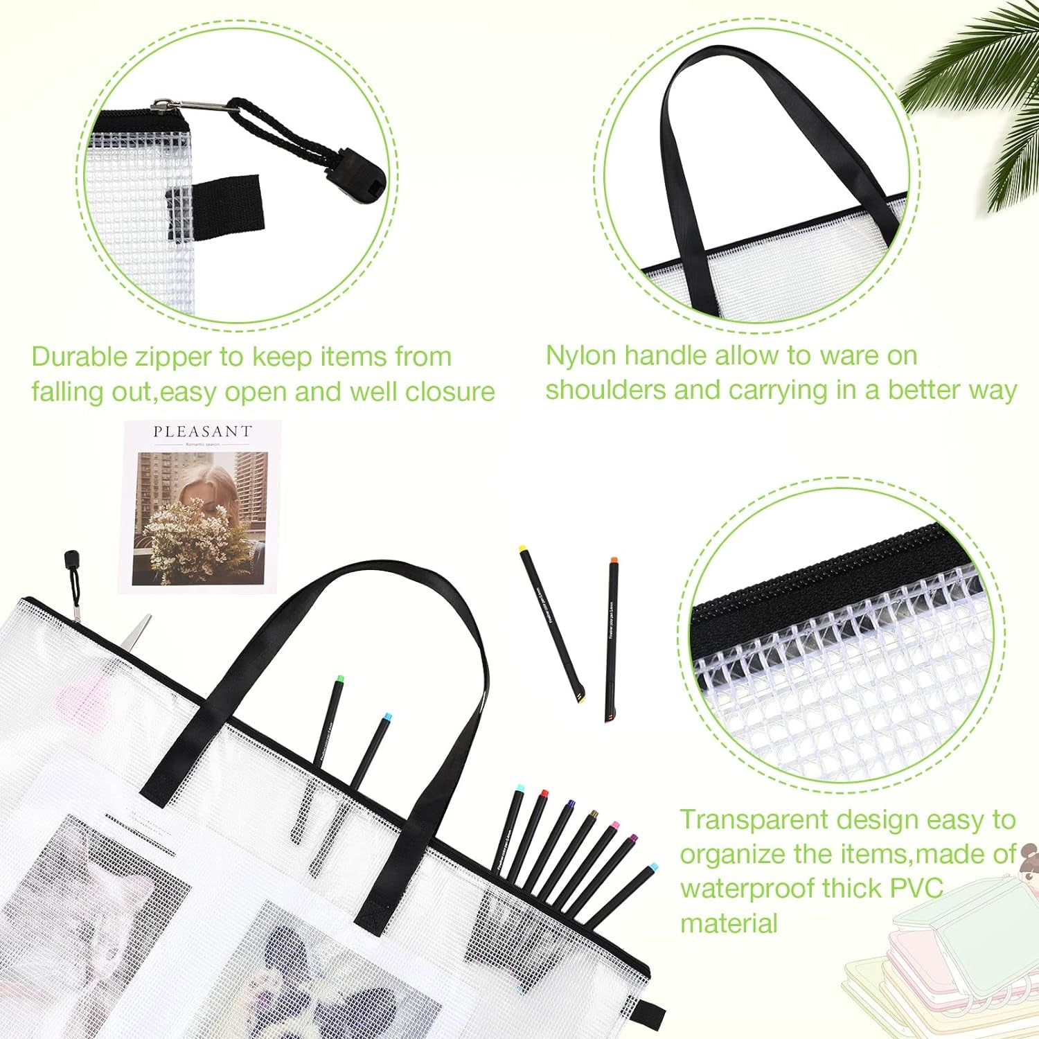 5 Pcs Art Portfolio Bag 19 X 25 Inches Posters Organizer with Zipper and Handle Art Supply Bag and 5 Pcs A4 Pencil Bags 9 X 13 Inches Art Supplies Storage Bag for Large Posters Artwork Bulletin Board