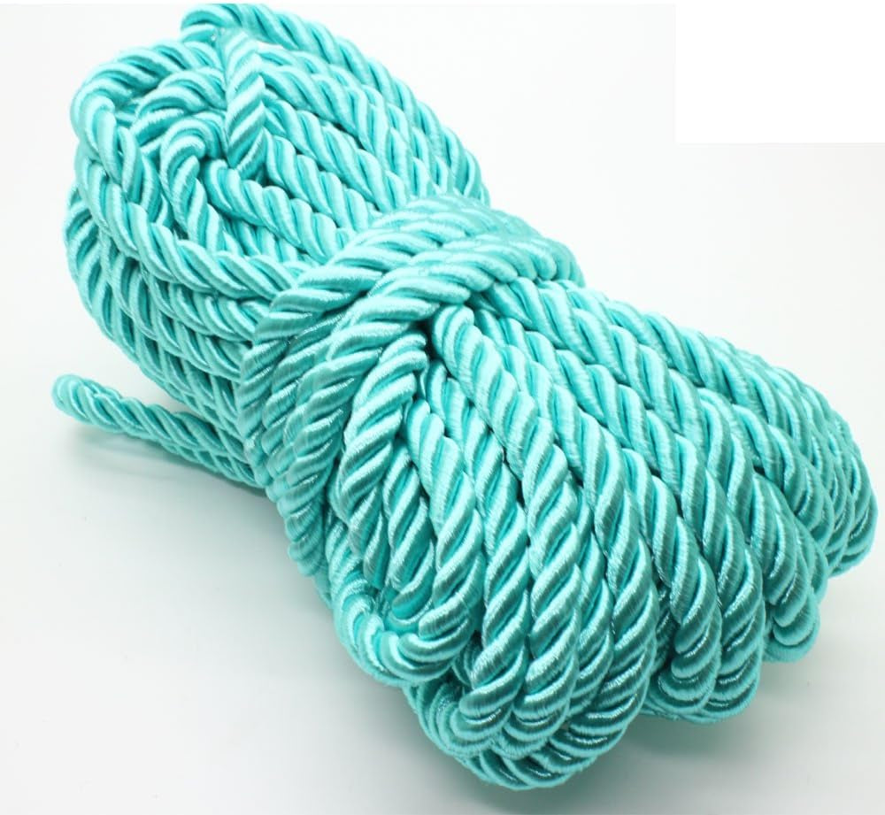 U Pick 10Yds 5Mm 3 Braided Cord Decorative Twisted Satin Polyester Twine Cord Rope String Thread Shiny Cord Choker Thread (13:Mint)