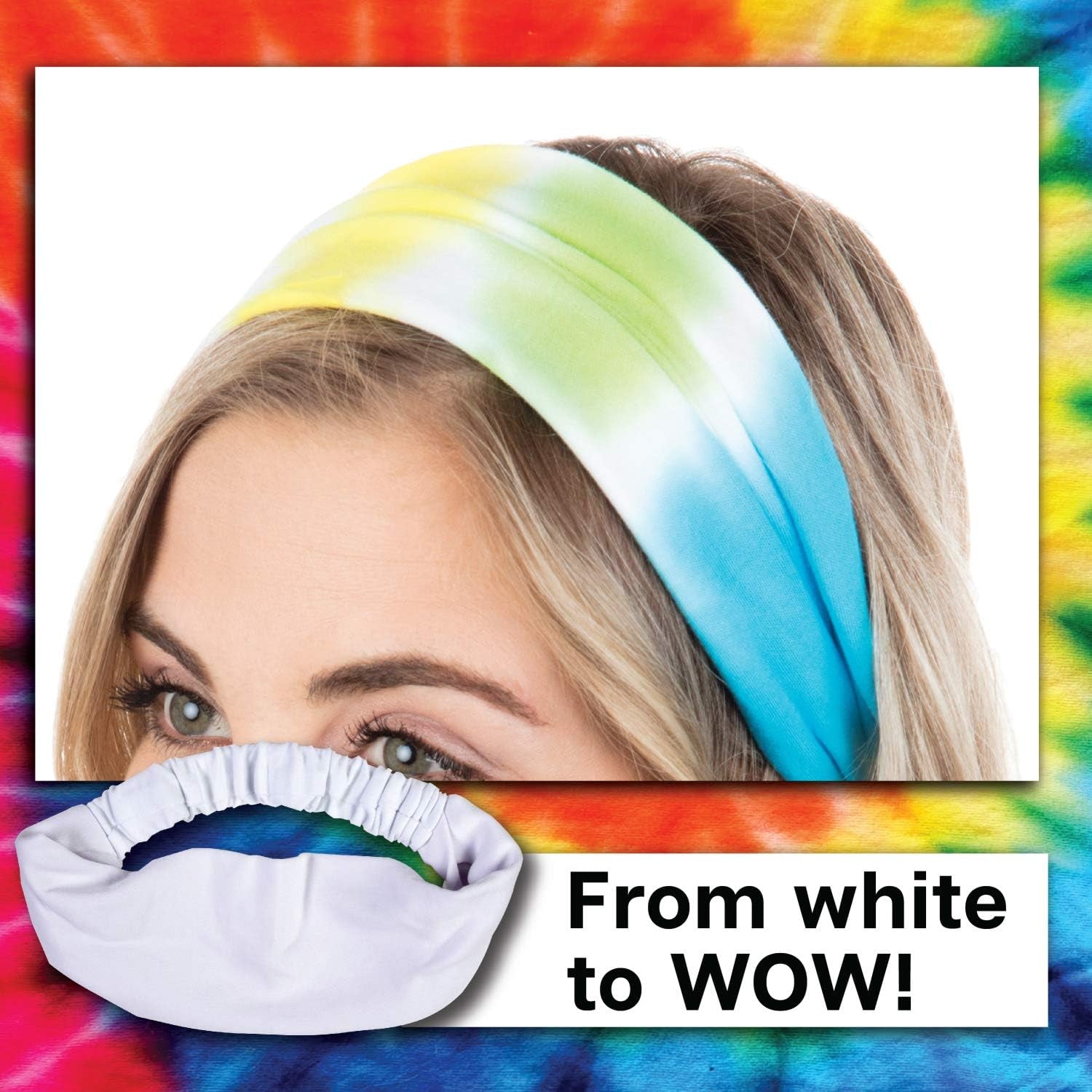 Tulip One-Step Tie-Dye Headbands 2 Pack Tie Dye Accessory, White (TUSTTD)