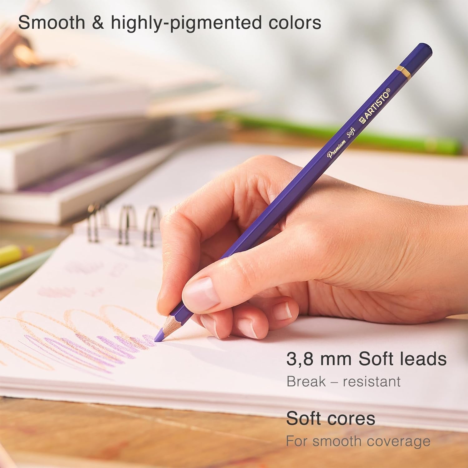 Premium Colored Pencils, Quality 3.8Mm Soft Core Leads, Rich & Vibrant Colors, Blendable, Perfect for Beginner & Advanced Artists (72 Colors)