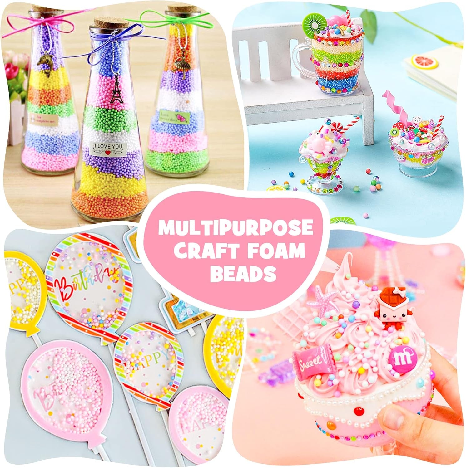 Pastel Foam Balls for Slime, 18 Pack 0.09-0.14 Inch Balls Mini Small Assorted Beads Homemade Arts DIY Crafts Supplies for Wedding Party Christmas New Year Decoration