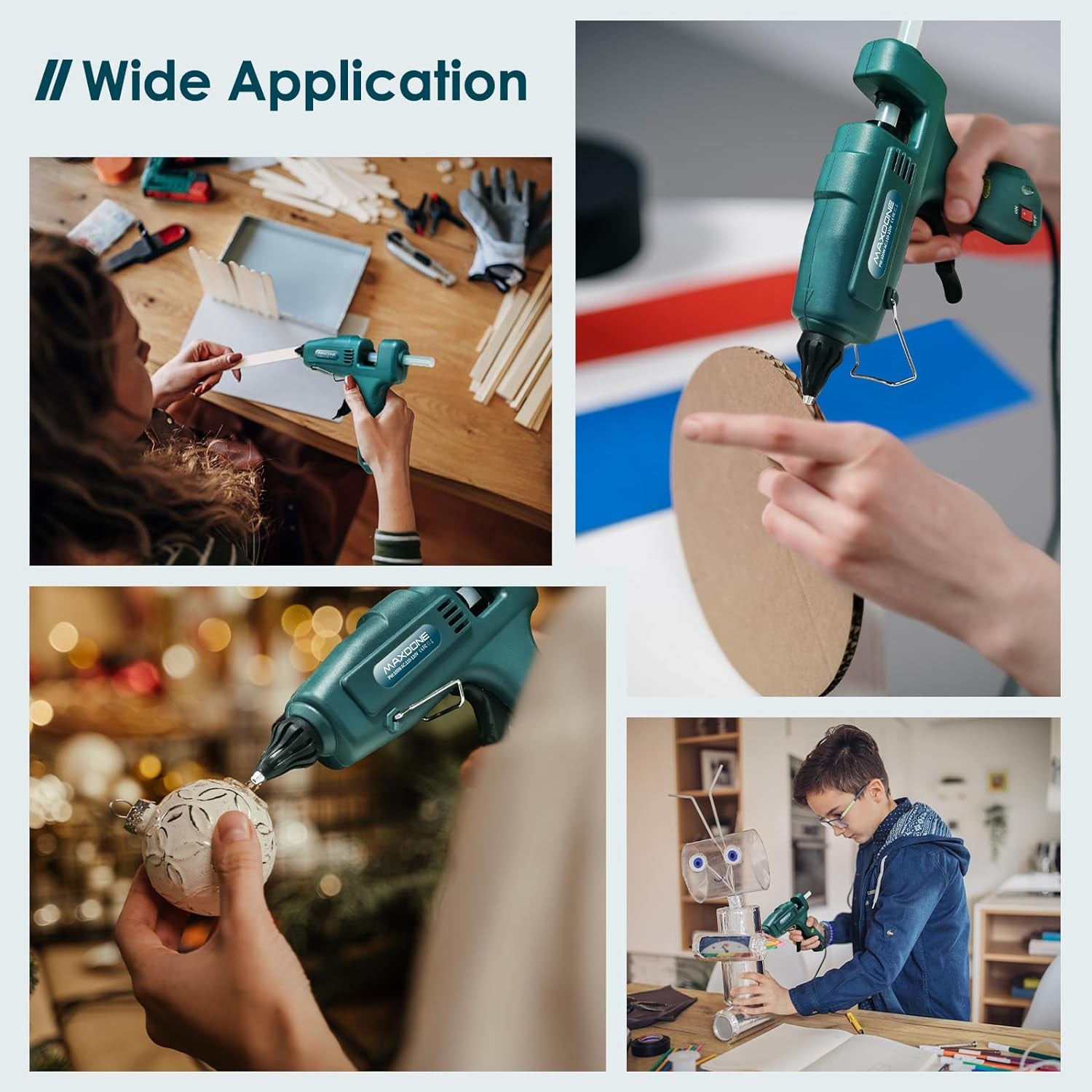 Hot Glue Gun Kit Glue Gun -  Craft Glue Gun Full Size(Not Mini) Glue Guns Heavy Duty Hot Glue Gun with 12Pcs Glue Sticks(0.43&#39;&#39; X 8&quot;) 100W for DIY Art