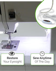 Sewing Machine Light Strip | 12" USB LED Light Strip, Clean White Lights for Brother, Janome, Babylock, Pfaff | Dimmable, 98" Power Cord, and Clips Included
