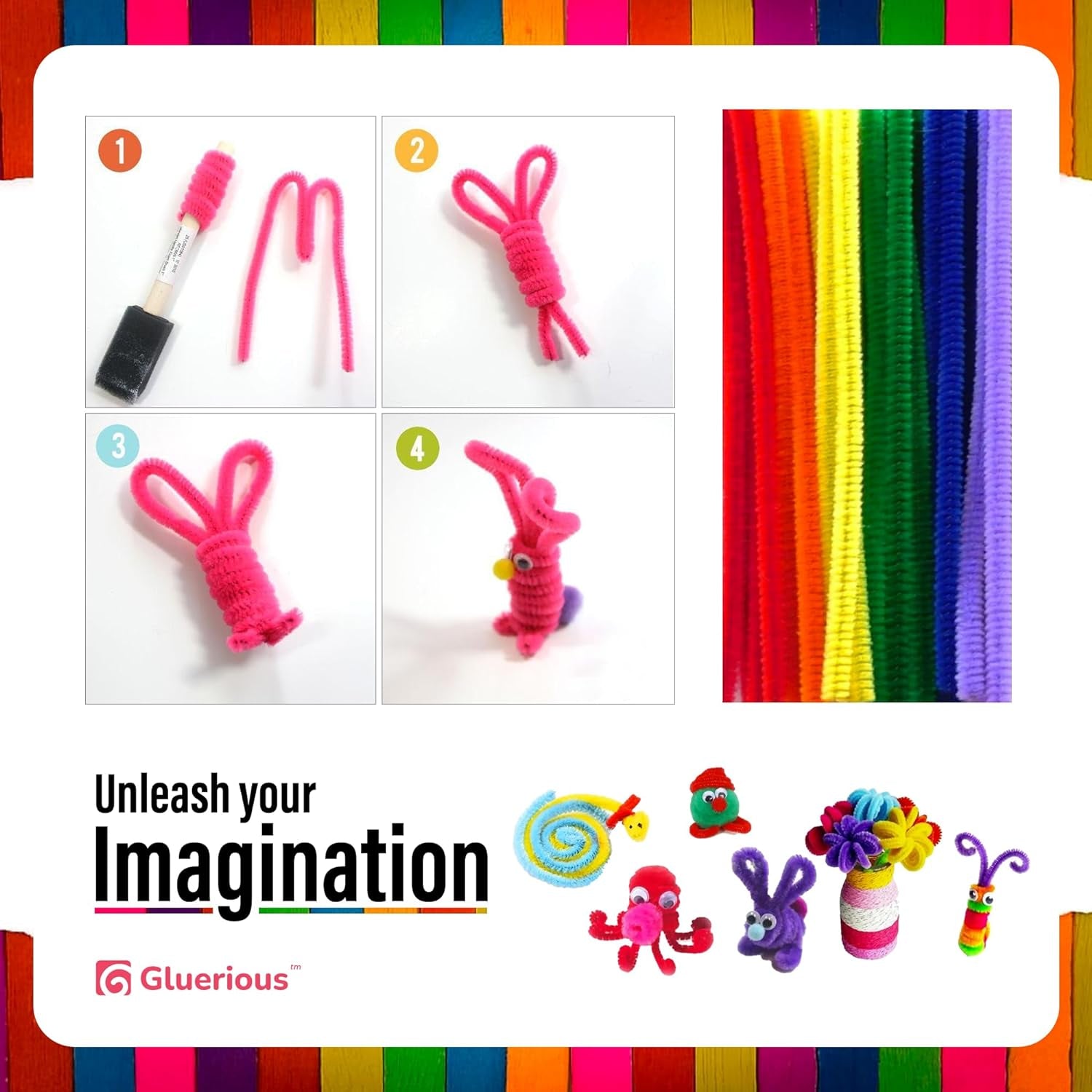 1200Pcs Pipe Cleaners for Craft, Chenille Stems for DIY Art Decorations, 20 Assorted Colors Green Black White Orange Pastel & More, 12 Inches Size for All Creative Ages