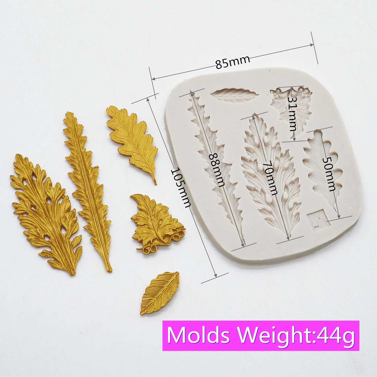 Tree Leaf Silicone Mold, Resin Mold Cake Fondant Silicone Mold Fondant Clay Mould Leaf Shape DIY Decorating Tool