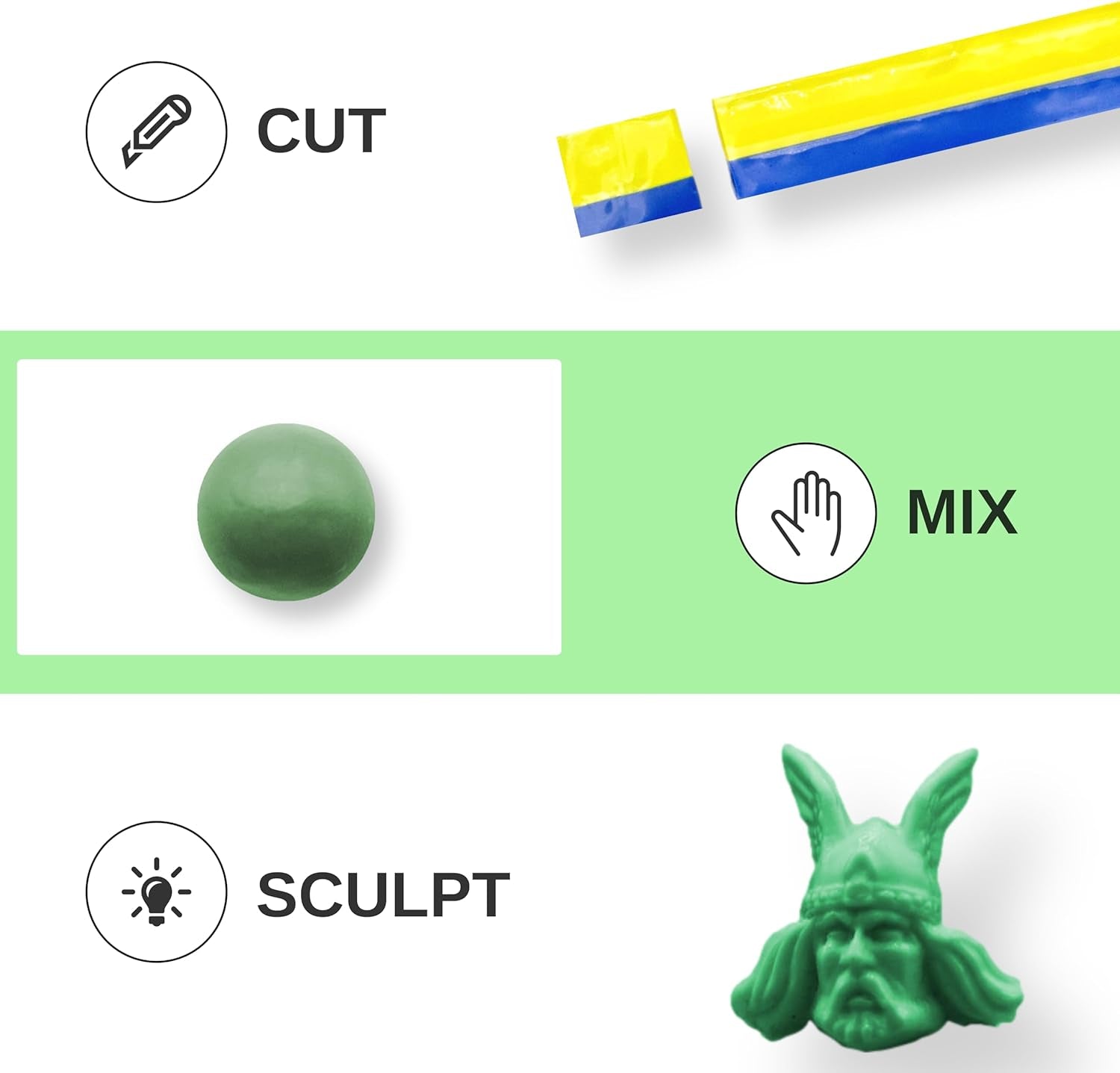 Green Stuff Putty - 12 Inches - Epoxy Putty for Miniatures, Sculpting, and Modeling - Original Kneadatite Greenstuff Putty