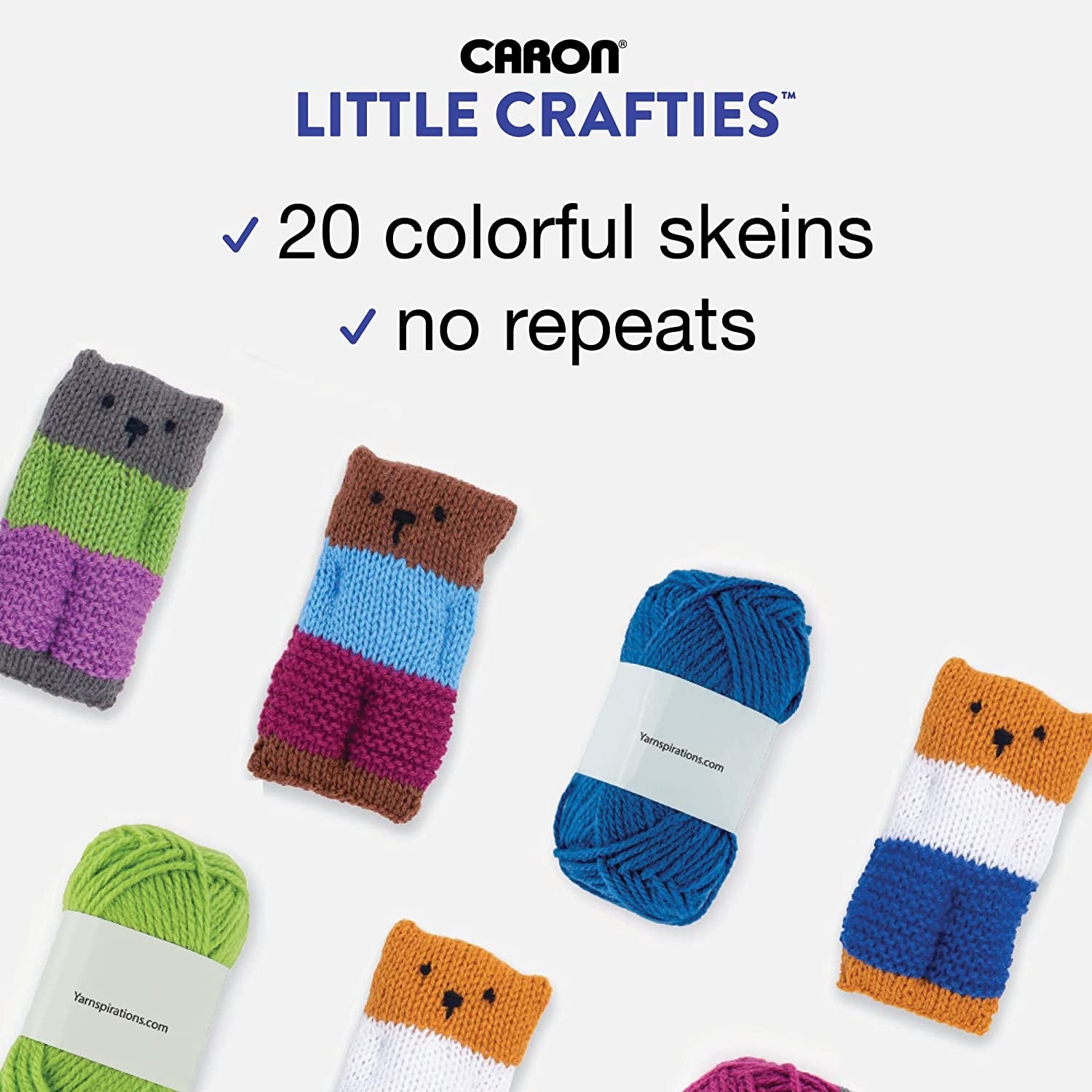 ® Little Crafties™ 20 Assorted Acrylic Yarn Skeins 63Yd Each for Knitting and Crochet Projects , Multipack Starter Kit