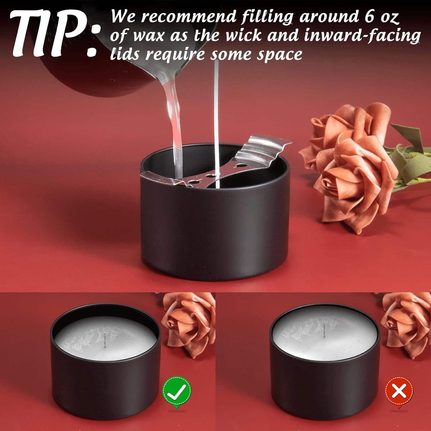 Upgraded 24 Pack Candle Tins 8 Oz with Lids, Bulk Empty Candle Jars for Making Candles, Premium Metal Candle Containers, round Candle Vessels Kit for Adults DIY Candle Making (Black and Wood Grain)