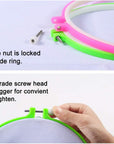 6 Pieces Embroidery Hoops and 15 Needles, Plastic Circle Cross Stitch Hoop Ring Embroidery Circle Set, 3.4 Inch to 10.4 Inch (Multicolor)