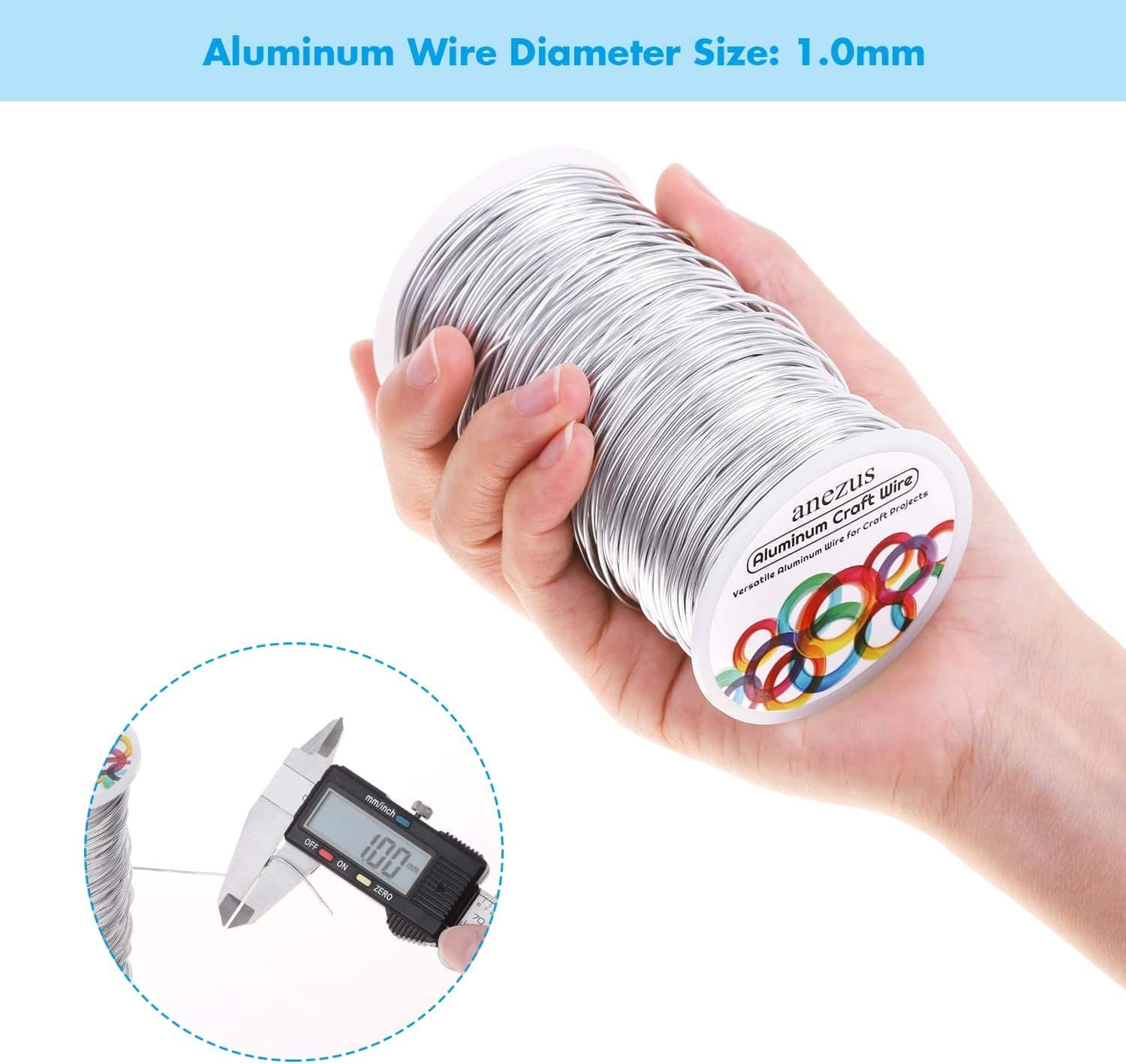 540 Feet Aluminum Wire,  Bendable Craft Metal Wire 18 Gauge Flexible Beading Wire for Wreath Making Jewelry Making Floral (Silver, 1Mm)