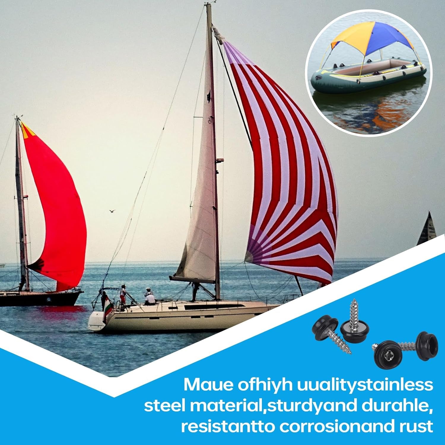 100PCS Stainless Steel Screws Marine Grade Boat Canvas Snaps 3/8&quot;Socket with Stainless Steel 5/8&quot;Screw, Snaps for Boat Cover, Snap Screw Stud, Made of High-Quality Materials(Black-100Pcs)