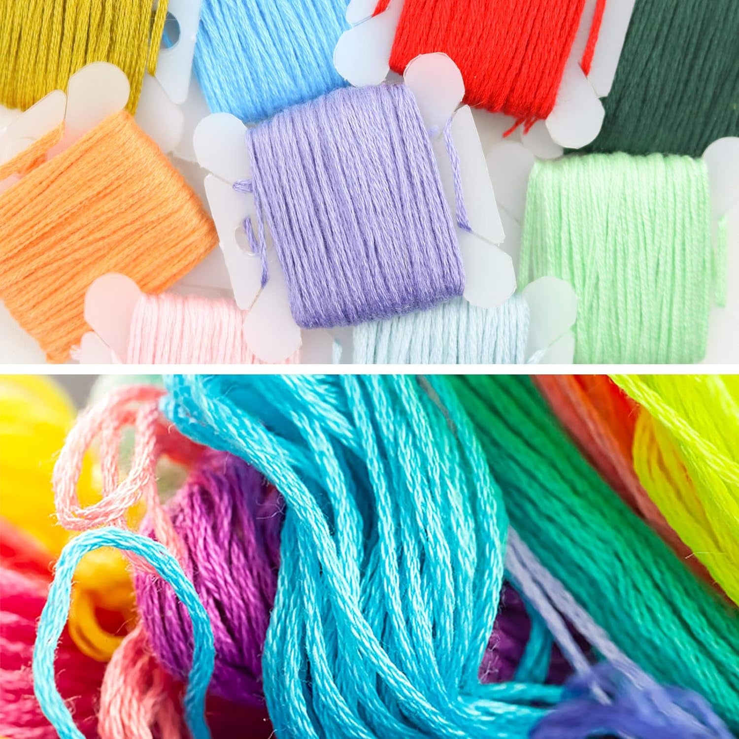 Embroidery Floss 50 Skeins Cross Stitch Thread Rainbow Color Friendship Bracelets Crafts Floss with 12 Pcs Floss Bobbins and 1 Pcs Needle-Threading Tool
