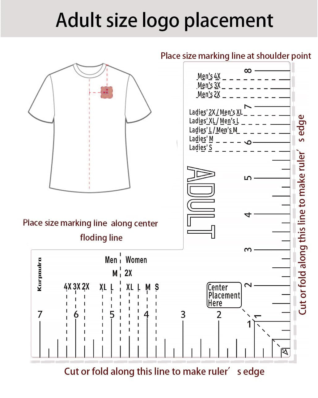 Tshirt Ruler Guide for Vinyl Alignment - Left Chest, T Shirt Ruler Alignment Tool Placement for Embroidery Heat Press and Cricut (Adult Men and Women)