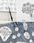 75 Pcs Stick and Stitch Embroidery Paper Designs 3 Sheets A4 Water Soluble Stabilizer for Embroidery Patterns Adhesive Embroidery Transfer Paper with Pre-Printed Flower Leave Butterfly for Hand Sewing