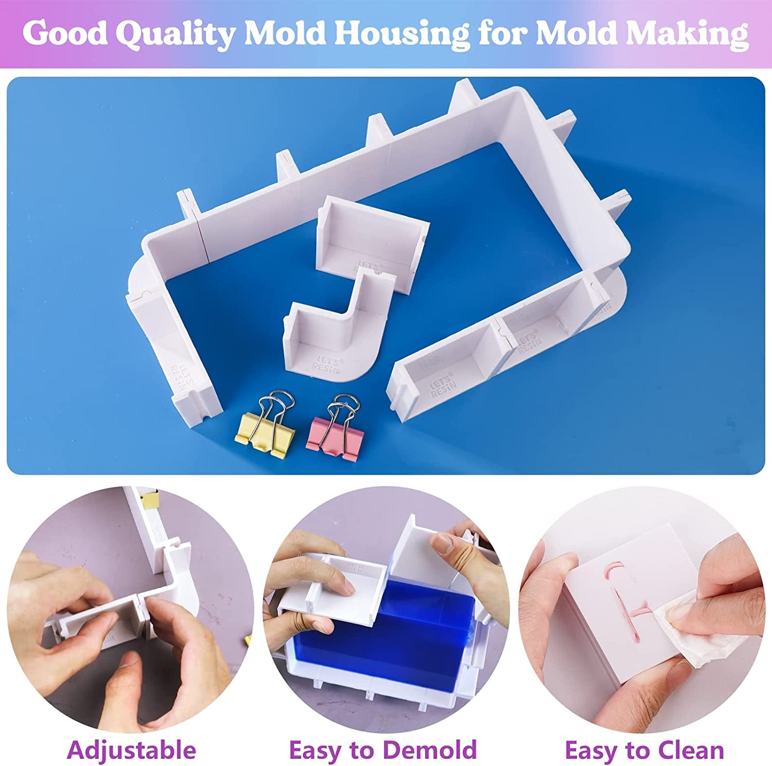 Adjustable Mold Housing for Silicone Molds Making, Silicone Mold for Resin Mold Making Silicone Rubber, Plastic Housing Frame for DIY Resin Molds, Candle Molds, Soap Molds Making