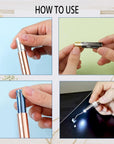 3PCS LED Weeding Tools for Vinyl with Light with Pin and Hook Lighted Pin Pen Weeding Tool for for Removing Iron on Tiny Vinyl Paper Silhouette Cutting Machines Supply (Rose Gold)
