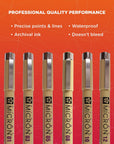 Pigma Micron Fineliner Pens - Archival Black Ink Pens - Pens for Writing, Drawing, or Journaling - Assorted Point Sizes - 6 Pack