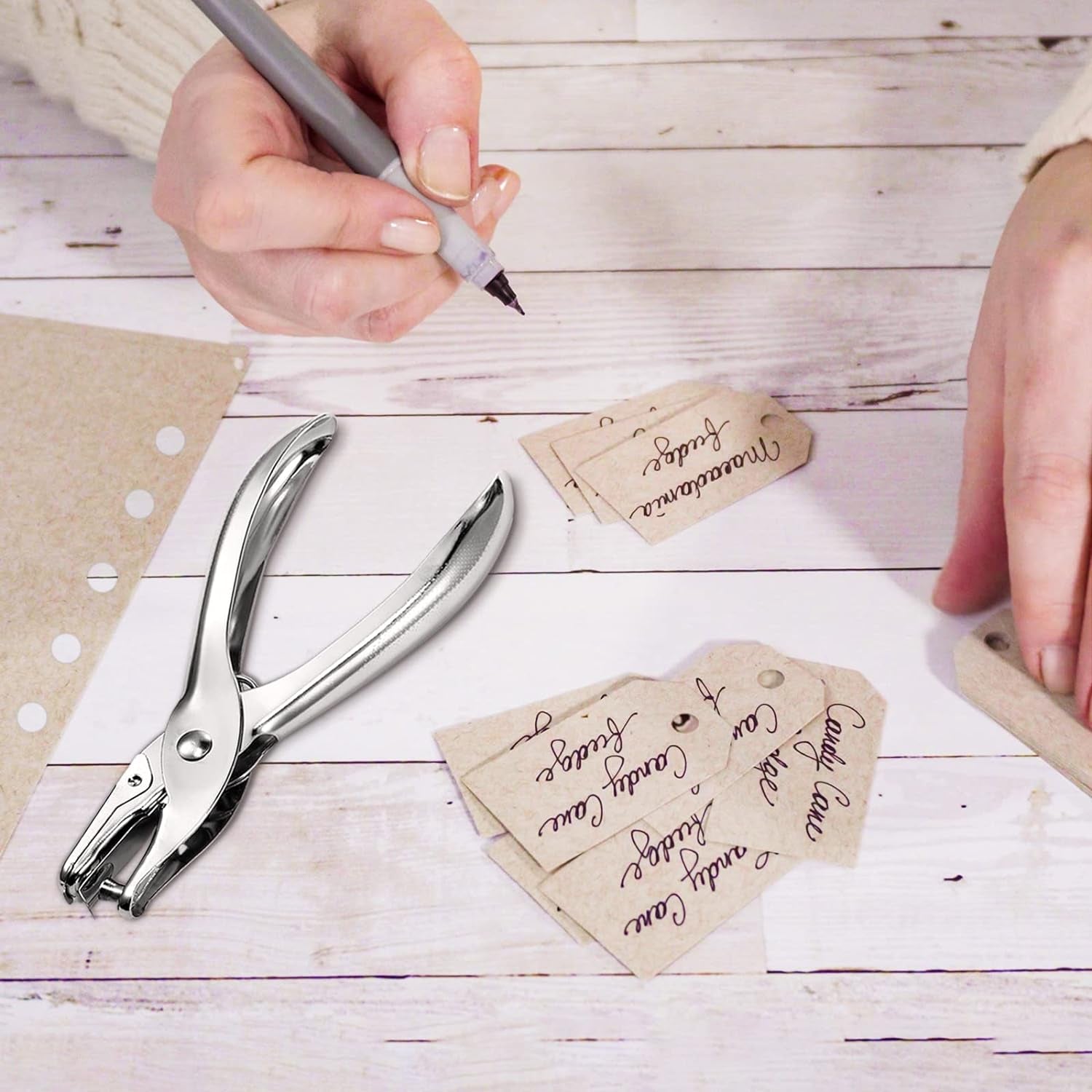 24 Pack 1 Hole Punch 1/4 Inch Single Hole Puncher Metal 5 Sheet Capacity Single Hole Punch Set Silver Paper Punches for Greeting Cards Scrapbook Notebook Puncher Craft Paper Hand Tool