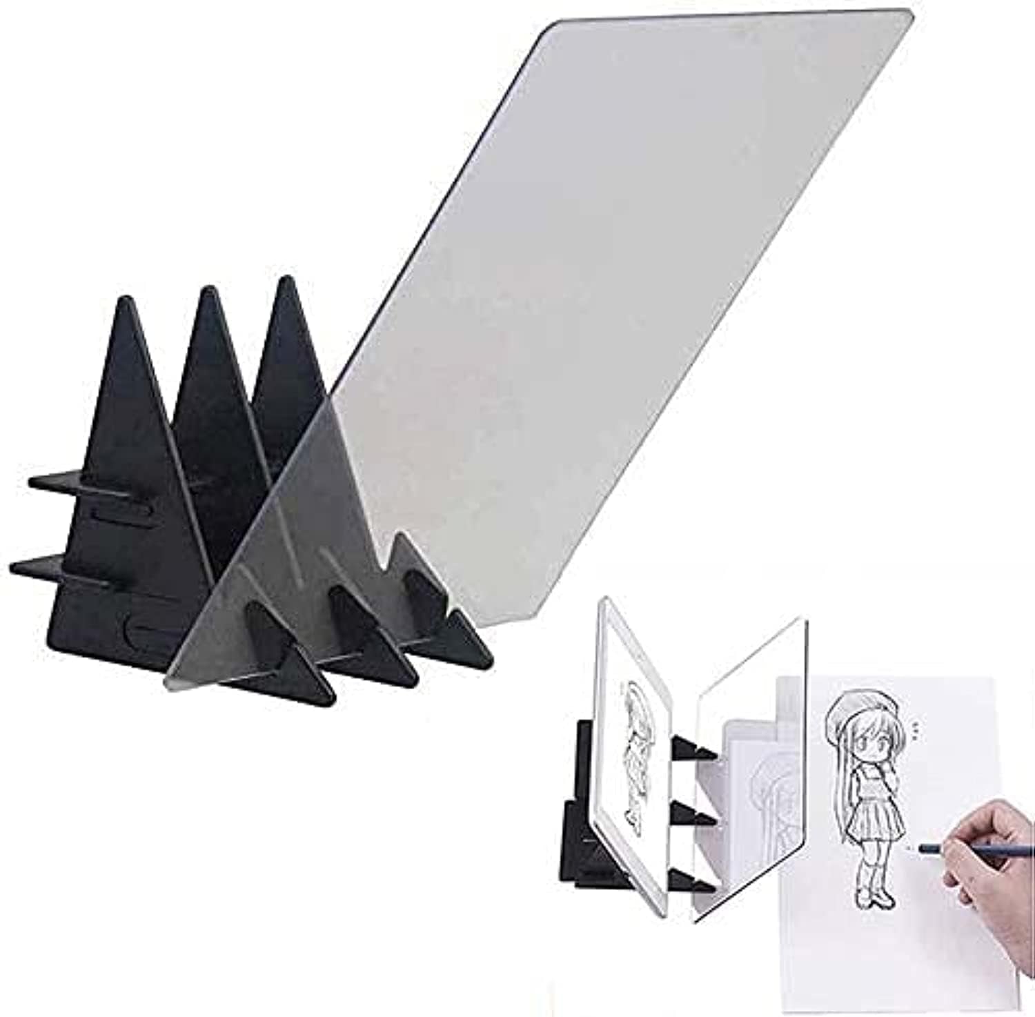 Portable Optical Drawing Board Sketching Tool Upgraded Optical Image Drawing Board,Glass with Protective Film, Sketch Wizard, Sketching Tool, the Reflector Has a Protective Film