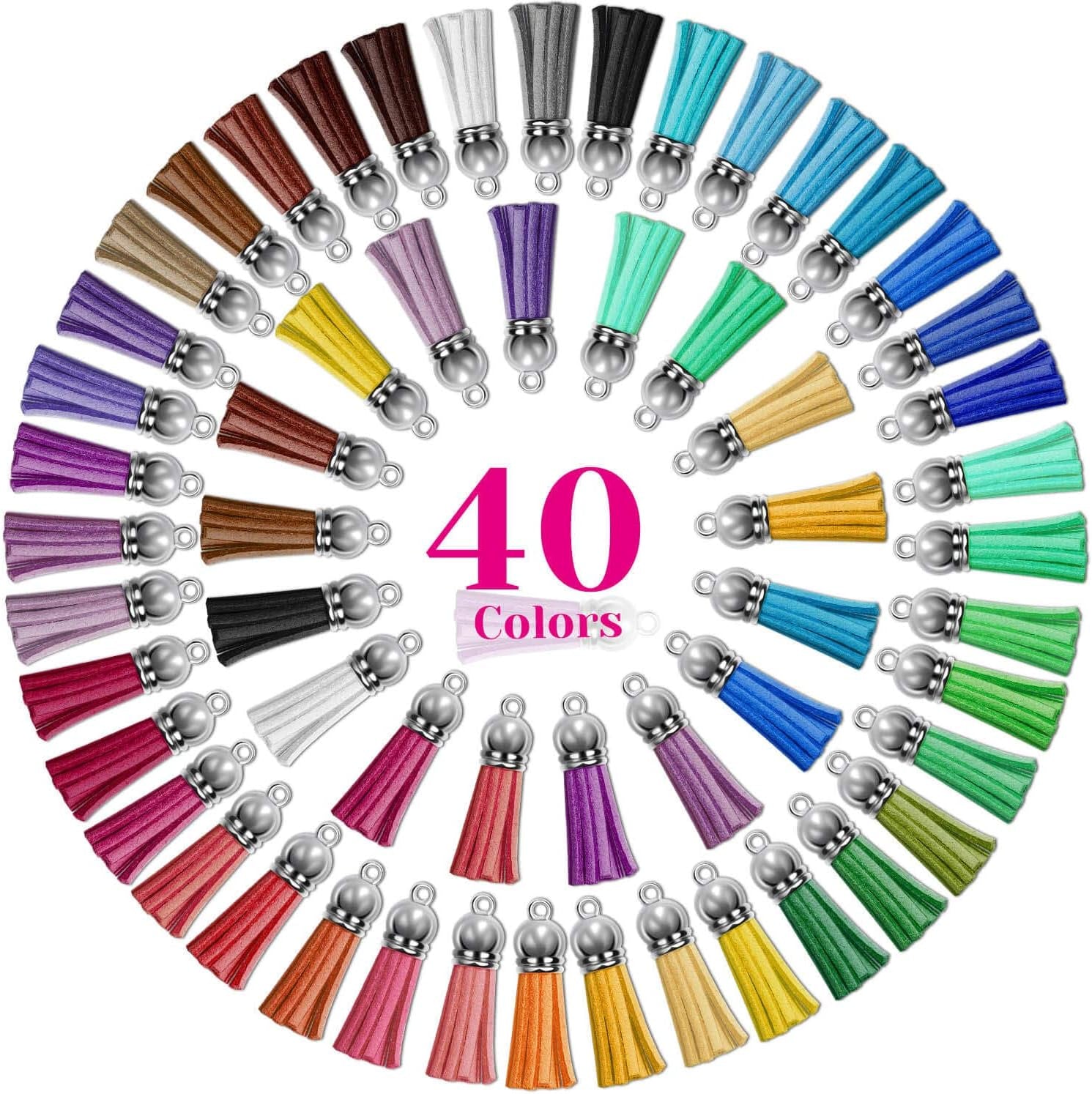 200Pcs Leather Keychain Tassels Bulk for Crafts, Acrylic Blanks, Charms, Earrings, Bracelets and Jewelry Making (40 Colors)