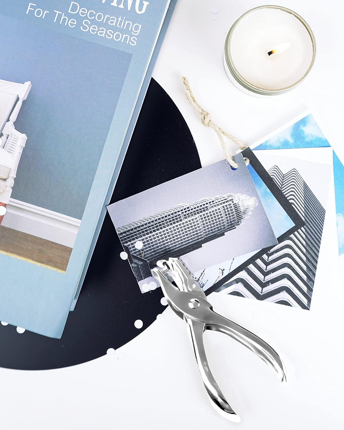 2 Pcs Hole Punch, 1/4 Inch and 1/8 Inch Single Hole Punch,  Hole Puncher Single, Hole Puncher for Crafts, Tags, Tickets, Circle Paper Punches with 6 Sheet Capacity for Home, Office, School