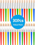 Paint Brushes,  30 Kids Paint Brushes Bulk Children Paint Brushes Set with Jumbo round Watercolor Paint Brush and Large Flat Craft Paint Brushes