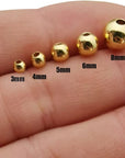 200 Pcs Mix 14K Gold Plated Beads Smooth Little round Spacer Beads Brass Long-Lasting Tarnish Resistant Seamless Loose Beads for DIY Bracelet Jewelry Making (3/4/5/6Mm-Gold)