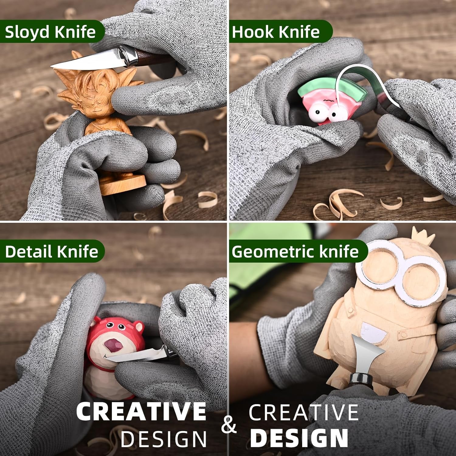 Wood Whittling Kit for Beginners-Complete Whittling Set with 4Pcs Wood Carving Knives & 8Pcs Basswood Wood Blocks-Perfect Wood Carving Kit Set-Includes Wood Carving Tools for Adults and Kids