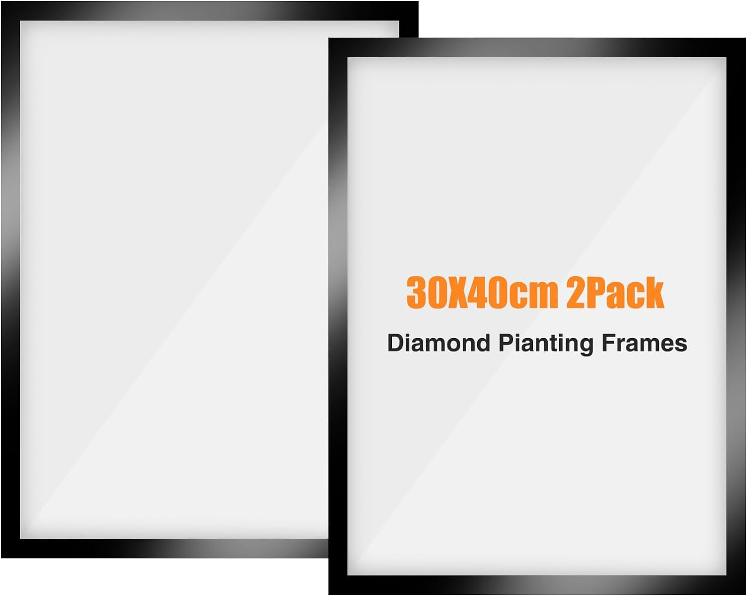 2Pack Diamond Painting Frames, Frames for 12X16In/30X40Cm Diamond Art Canvas, Magnetic Diamond Painting Frame Self-Adhesive, Diamond Art Frames for Wall Window Door (Black)