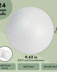 24 Pack 3 Inch Foam Balls for Crafts, Smooth Polystyrene Spheres for DIY Decorations, Classroom Projects