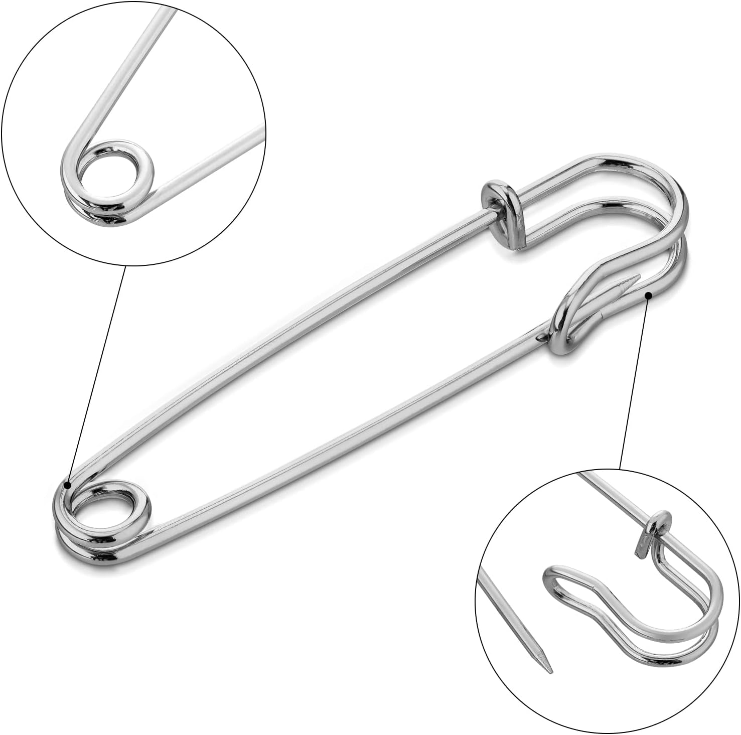 Large Safety Pins Pack of 40, Safety Pins Heavy Duty Assorted (2", 2.5", 3"), Blanket Pins Safety Pin Extra Sturdy Bulk Pins for Blankets, Skirts, Crafts, Kilts