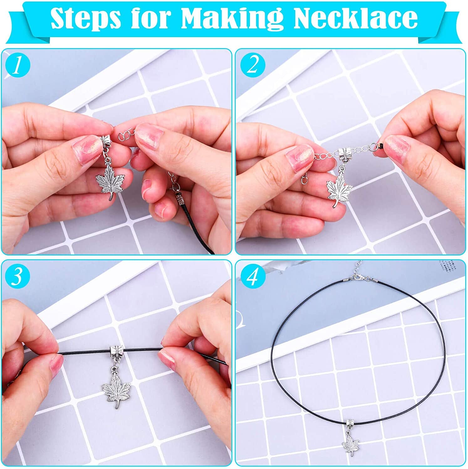 150Pcs Black Necklace String Cord Bulk for Charms Pendants, Waxed Cotton Cord with Jewelry Clasps for Bracelets, Necklaces, Jewelry Making and Beading Supplies