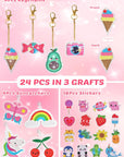 24Pcs Diamond Art Kits for Kids, Diamond Painting Kits, Arts and Crafts for Kids Ages 6-8-12, Gem Art as Gifts Ideas for Girls Boys, Small Diamond Painting Stickers, Kids Craft Age 6+