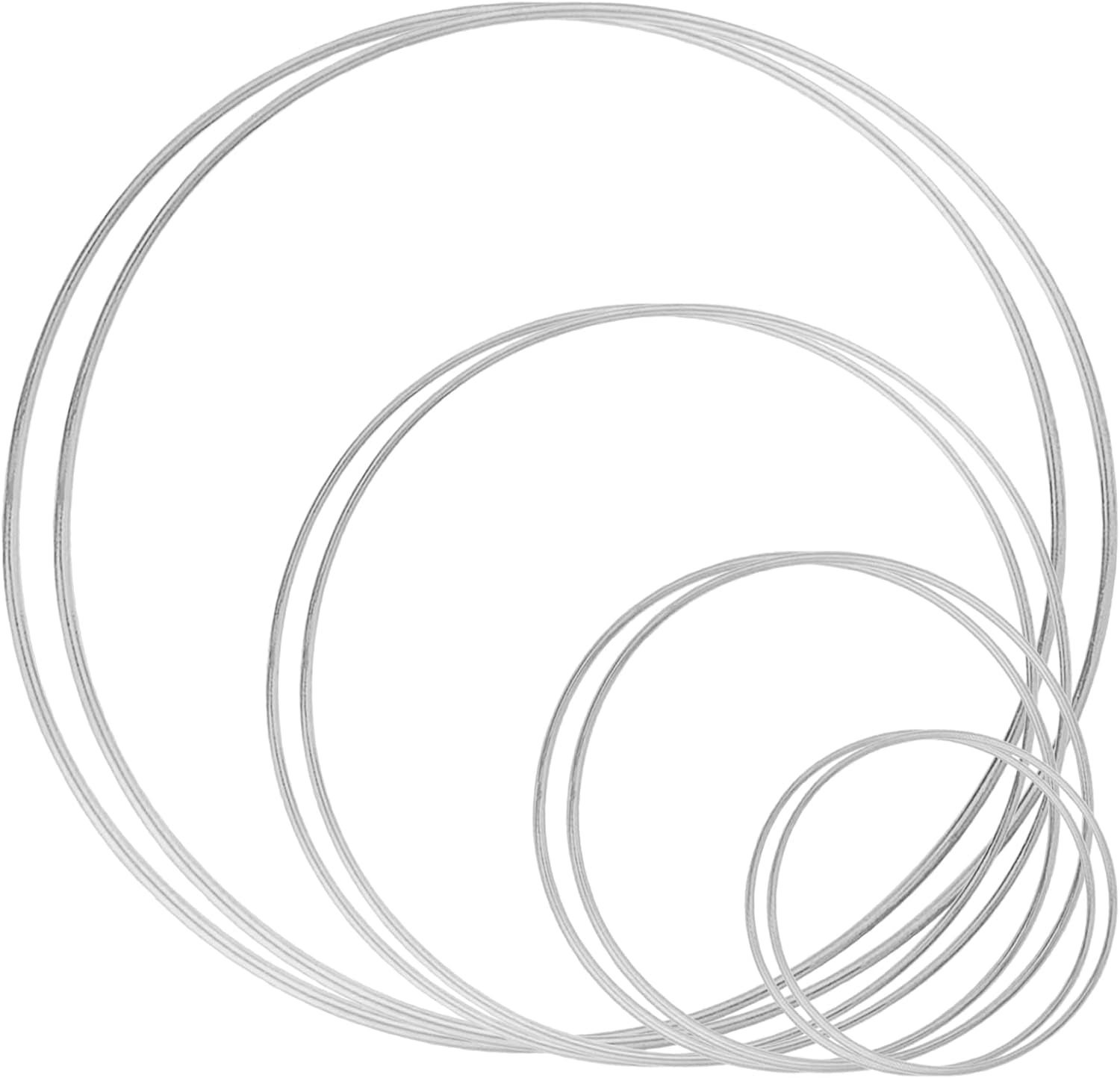 8 Pack Large Metal Floral Hoop Wreath Macrame Silver Hoop Rings(6 Inch8 Inch10 Inch 12 Inch) for Making Wedding Wreath Decor and DIY Dream Catcher Wall Hanging Crafts-Silver