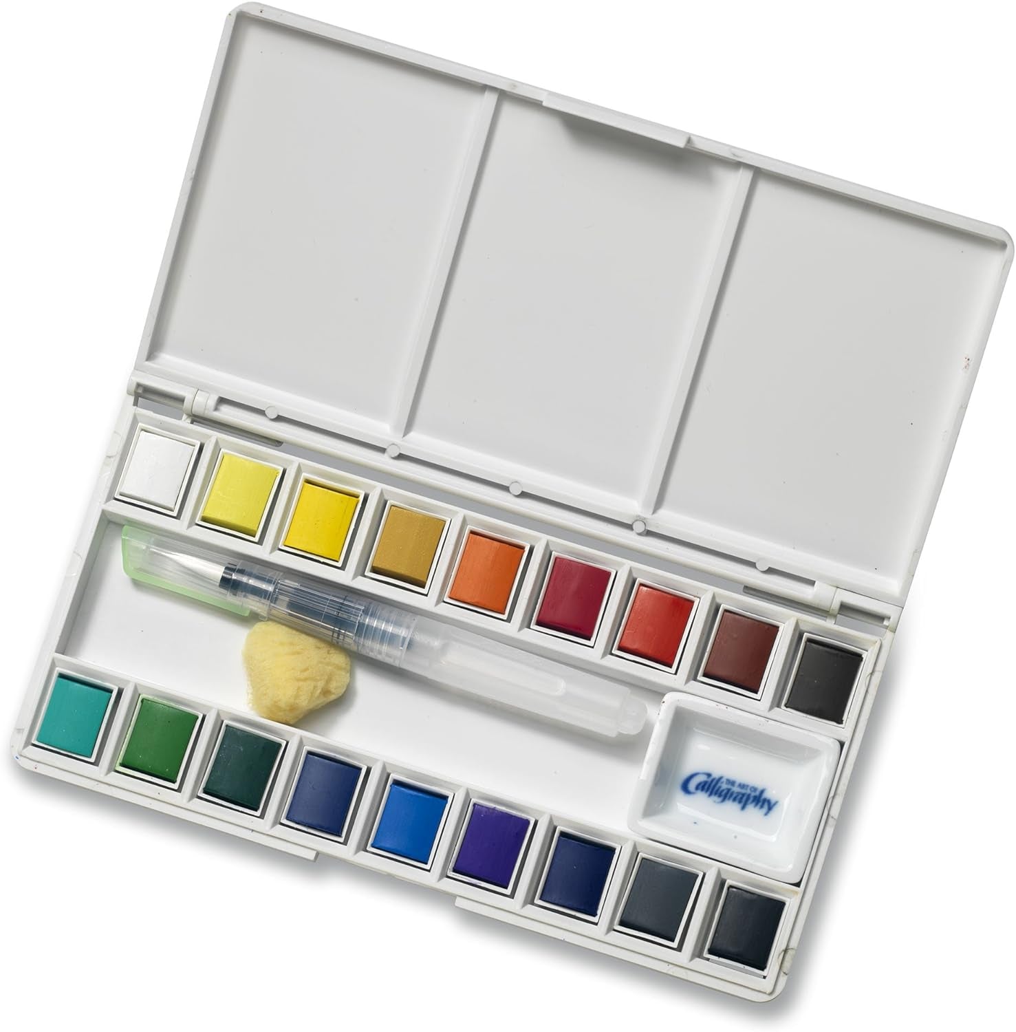 18 Assorted Water Colors Travel Pocket Set- Quality Refillable Water Brush with Sponge - Easy to Blend Colors - Built in Palette - Perfect for Painting on the Go JQ-118