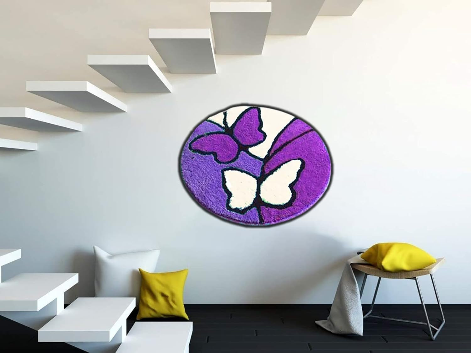 Latch Hook Kits for Adults Kids Butterfly DIY Floor Mats Rug Making Kits with Printed Canvas Carpet Doormat Tapestry Kits Needlework Creative Gift for Beginners Home Decoration 20.5Inch X20.5Inch