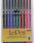Lepen Porous Point Pen, 10 Count (Pack of 1), Black, Blue, Red, Green, Pink, Lavender, Burgundy