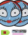2 PCS Diamond Painting Coasters Kits, DIY Funny Jack Skull Diamond Art Coaster Sets for Beginners Adults and Kids Art Craft Supplies