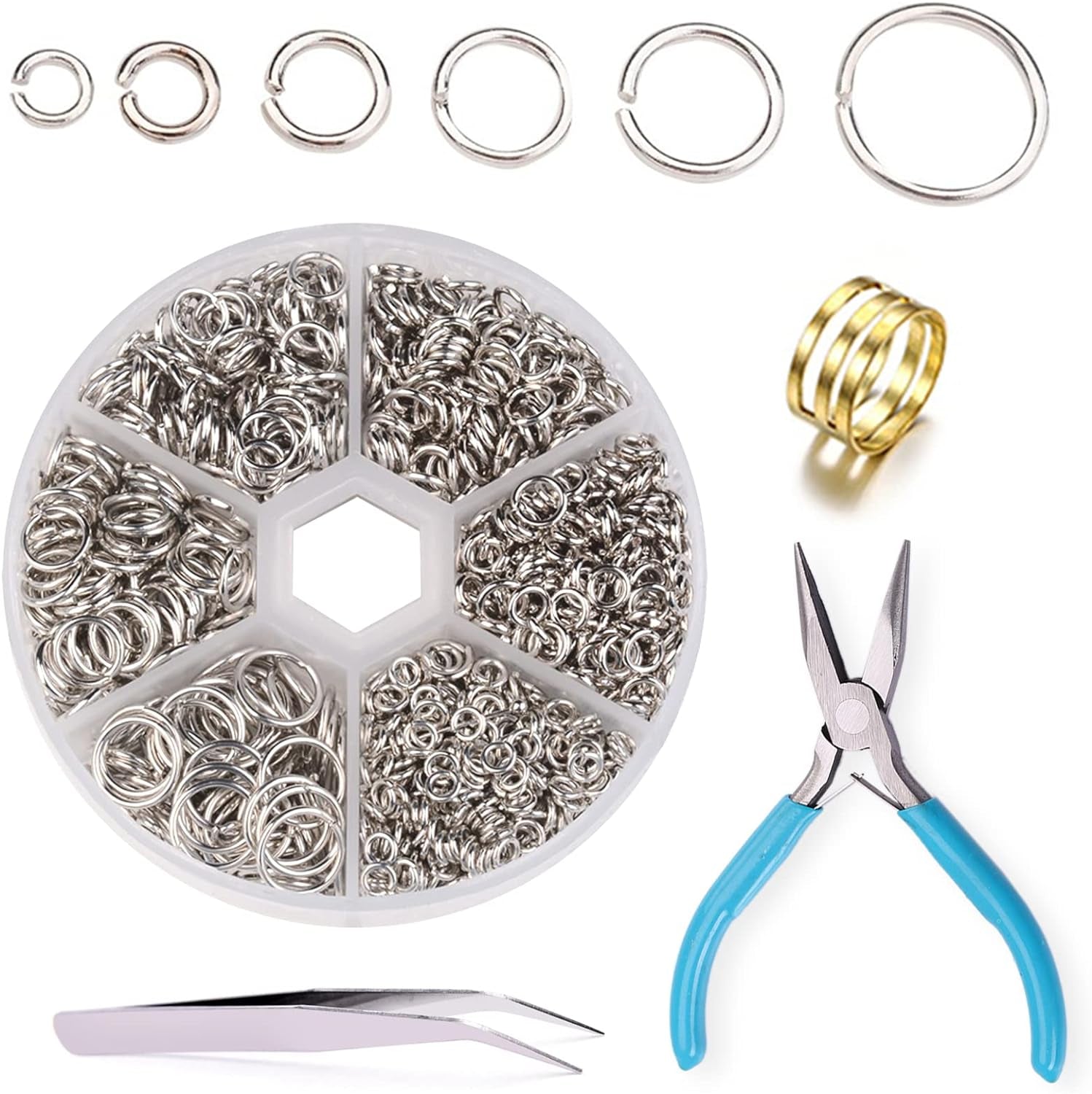 1500Pcs 304 Stainless Steel Open Jump Rings with Jewelry Rings for Jewelry Making Supplies, Jewelry Fix, Wire Wrapping, Crafts