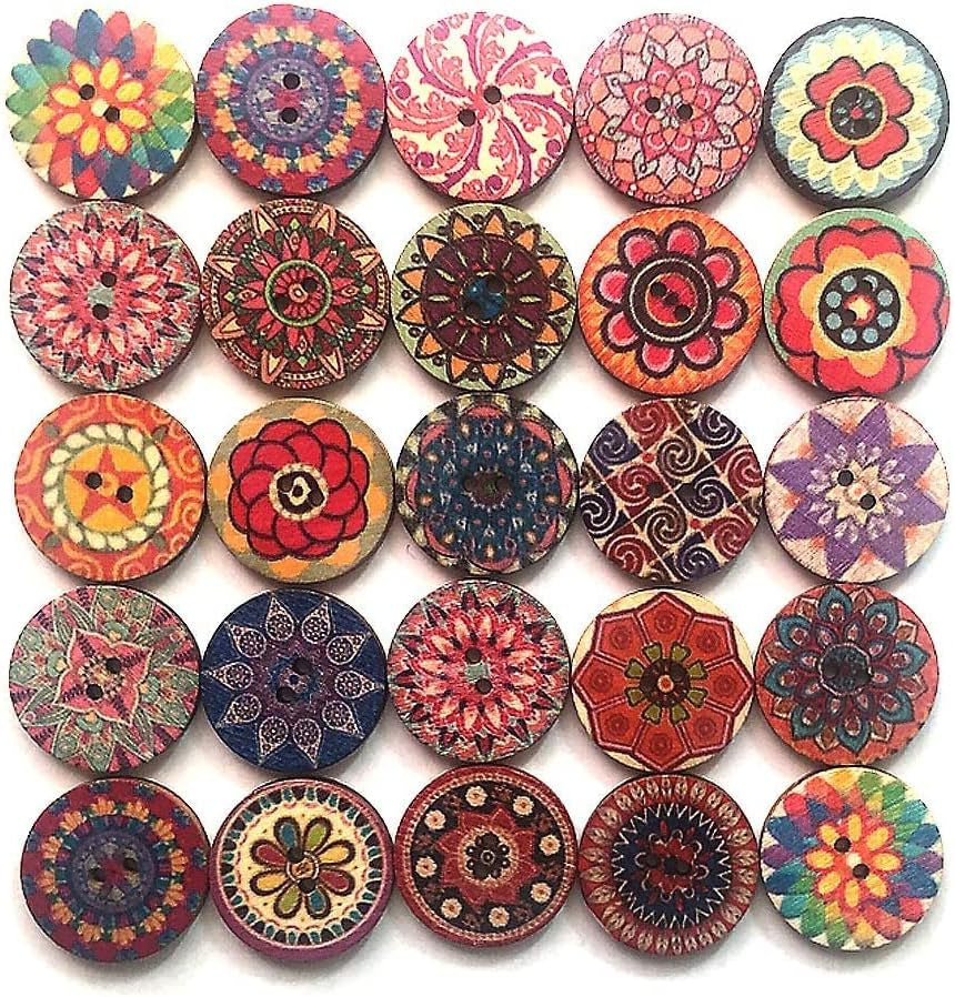 200Pcs Wood Craft Buttons 20Mm Bulk Wooden Buttons for Crafts Vintage Button for Sewing