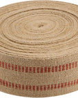 3.5 Inches X 33 Yards Upholstery/Craft Jute Webbing, Natural Chair Webbing with Red Stripes, Burlap Fabric Webbing Tape for Craft, Decoration, Furniture Repair