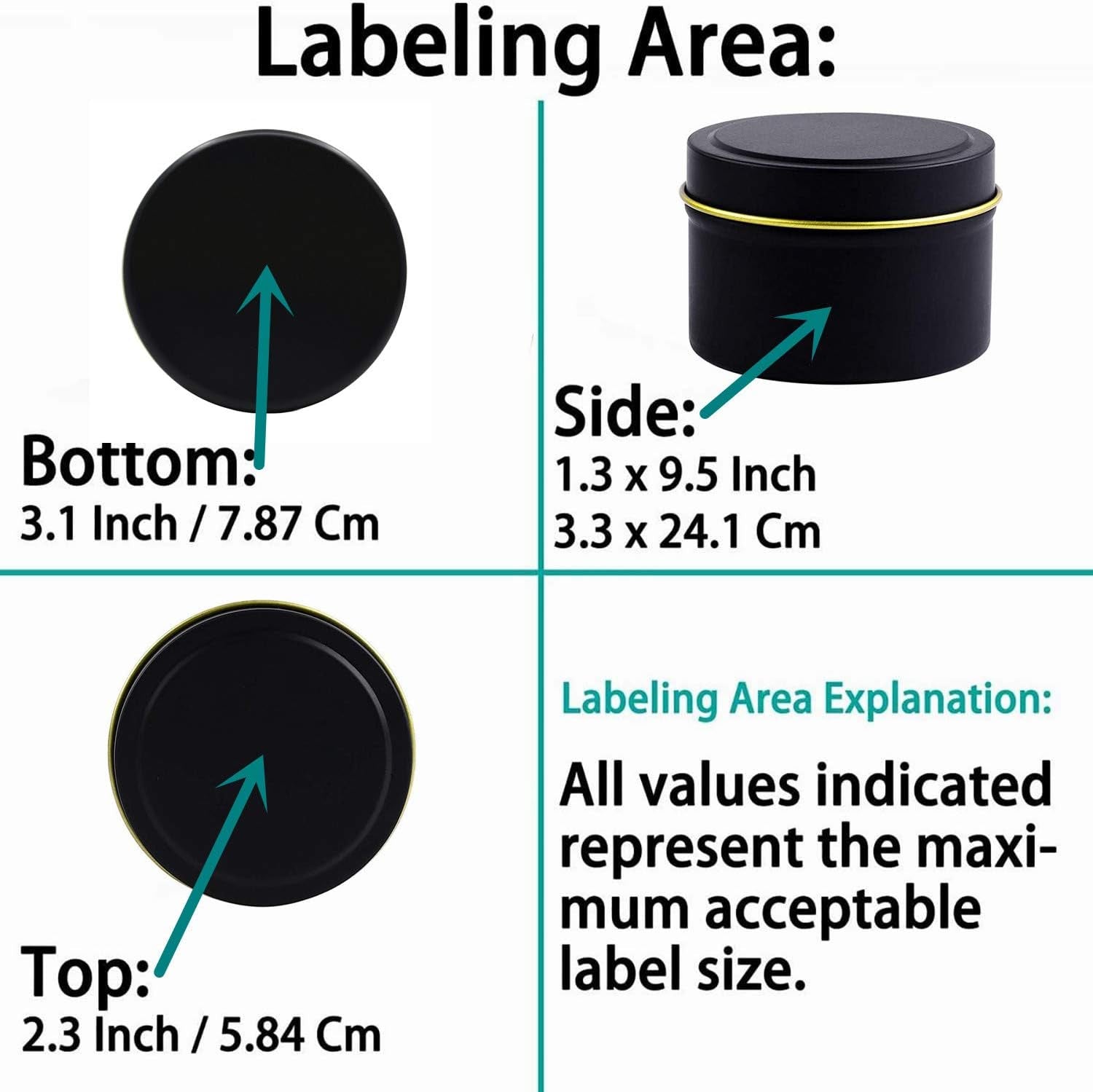 24 Pack 8Oz Candle Tins,Black Candle Tins for Making Candles Bulk,8 Oz Candle Jars,Tin Jars for Candle Making,Metal Tin Jars (BLACK)