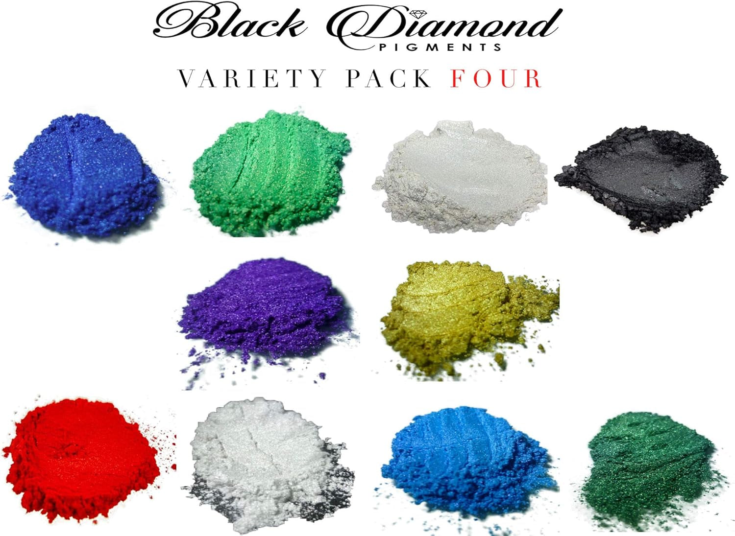 **Variety Pack 4** Cosmetic Grade Natural Mica Powder|Pearlescent Pigment | Dye | Vegan | Cruelty-Free | Eyeshadow, Nail Polish, Bath Bomb | (Includes Imperial Red/Pink)