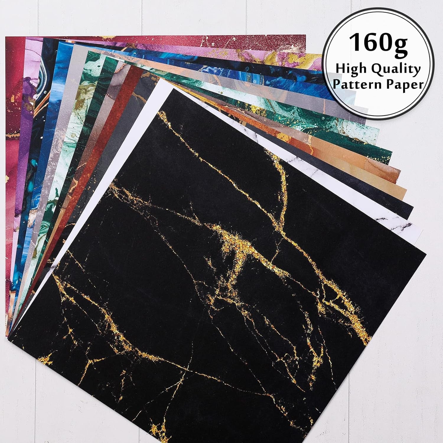 24Pcs Marble Pattern Paper Pack 30X30Cm Colorful Marble Scrapbook Specialty Paper Double-Sided Patterned Paper Collection Folded Flat for DIY Background Card Making Photo Album Decor