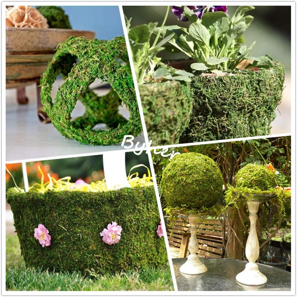 Dried Moss Mat for Wedding Birthday Party Fairy Garden Decorations, Dark Green (Green - 14" X 9")