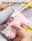 Quick Clothing Fixer, Quick Clothes Fixer, Quick Clothing Fixer Gun, Mini Quick Repair Garment Sewing Machine, Instant Buttons Garment Connector with Buckles Needles (1-Pink)