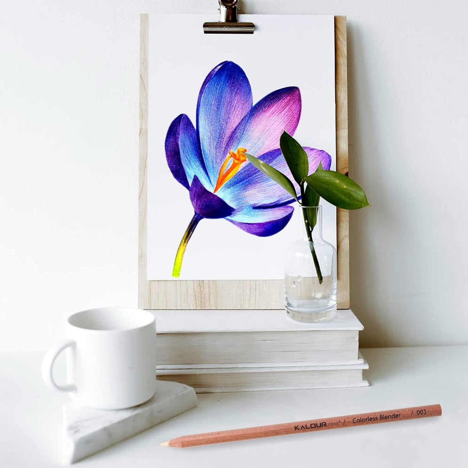 Colorless Blender and Burnisher Pencils Set,Non-Pigmented, Wax Based Pencil,Perfect for Blending Softening Edges,Ideal for Colored Pencils,Art Supplies for Artists Beginners(6 Pencils Total)