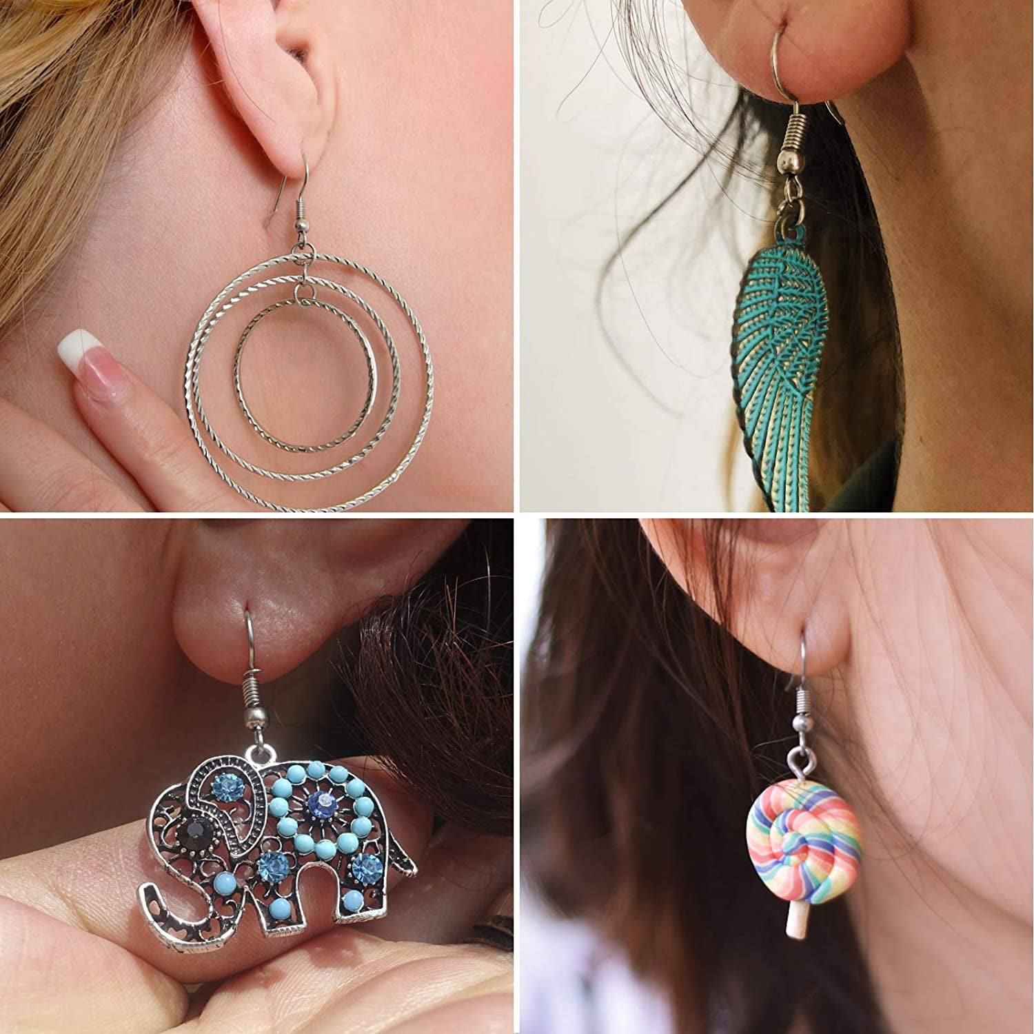 Stainless Steel Earring Hooks French Ear Wire, 600Pcs Earring Making Findings Parts Jewels DIY Supplies Kits, with Silicone Earring Backs Stoppers & Open Jump Ring