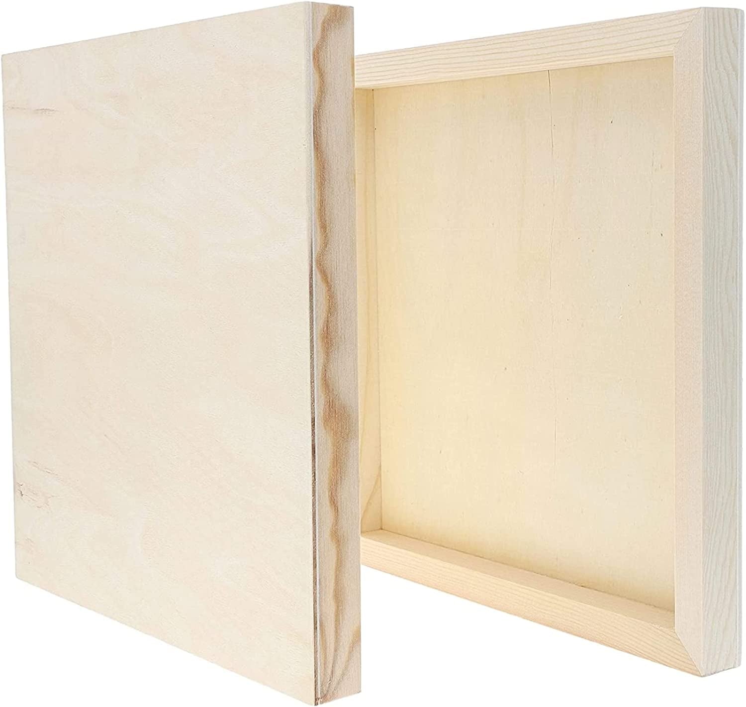 6 Pack 10X10 Wood Panels for Painting, Unfinished Wood Canvas Boards, 0.83" Deep Cradle Artist Wall Canvases for Crafts